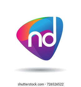 Letter ND logo with colorful splash background, letter combination logo design for creative industry, web, business and company.