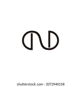 letter nd simple geometric lines art linked logo vector