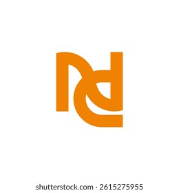 letter nd simple linked geometric logo vector 