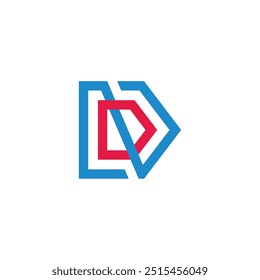 letter nd simple triangles colorful lines logo vector 