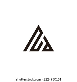 Letter Nd triangle, mountain geometric symbol simple logo vector