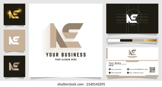 Logotipo de letra NE o monograma AC con diseño de tarjeta de visita