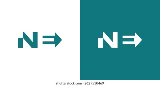 Letra NE con logotipo de flecha