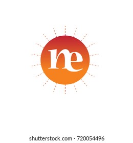 Letter ne with circle color element logo Design