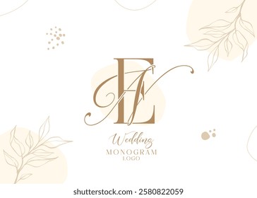 Letter NE EN elegant wedding monogram logo design