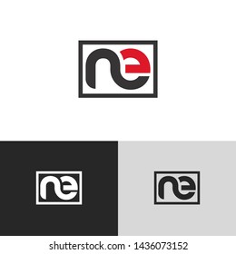 Letter ne linked lowercase logo design template elements. Red letter Isolated on black white grey background. Suitable for business, consulting group company.