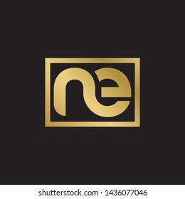 Letter ne linked lowercase logo design template elements. Gold letter Isolated on black  background. Suitable for business, consulting group company.