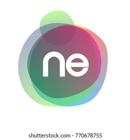 Letter NE logo with colorful splash background, letter combination logo design for creative industry, web, business and company.
