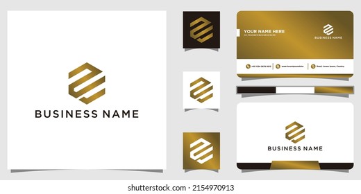 Letter NE logo template. hexagon logo with business card tamplate