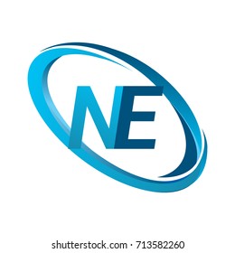 letter NE logotype design for company name colored blue swoosh. vector logo for business and company identity.