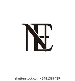 letter ne simple linked 3d flat logo vector