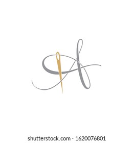 Letter A With Needle Logo Design Template
