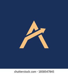 Letter A with negative space arrow logo