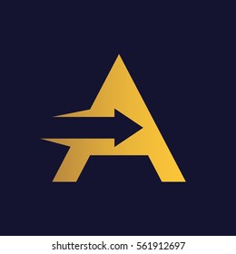 Letter A with negative space arrow logo