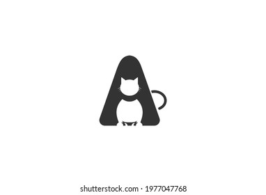 letter A with negative space cat