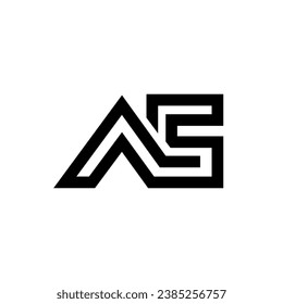 Letter AS mit einem minimalen kreativen Logo mit negativer Weltraumlinie art