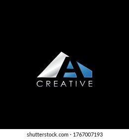 A Letter Negative Space Logo, Creative Geometrical Logo Design Template with hidden letter.