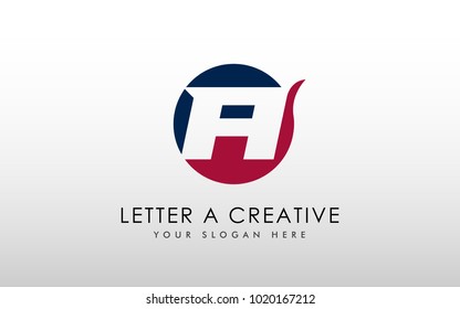 Letter A Negative Space Logo Design Template. Letter A inside Circle