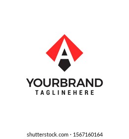 letter A negative space square logo vector design template