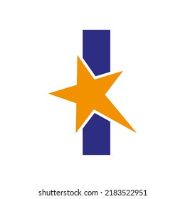 Letra I Modelo vectorial de estrella del logotipo espacial negativo. Símbolo de estrella mínimo
