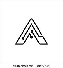 letter A and network in black color logo