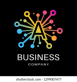 Letter A Network Share vector Icon Logo Design Element. This logo is suitable for digital, business and technology.