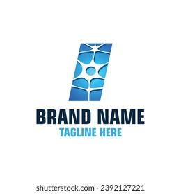 Letter I Neuron Logo Design Vorlage Inspiration, Vektorgrafik.
