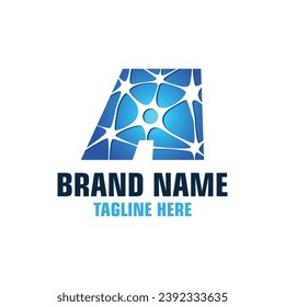 Letter A Neuron Logo Design Template Inspiration, Vector Illustration.