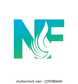Letter NF design and a combination of fire for logos or icons that are very modern and simple. Vector EPS 10.