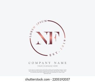 Letter NF Initial handwriting logo with signature and hand drawn style.