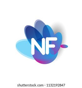 Letter NF logo with colorful splash background, letter combination logo design for creative industry, web, business and company.
