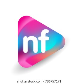 Letter NF logo in triangle shape and colorful background, letter combination logo design for business and company identity.
