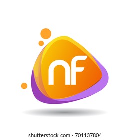 Letter NF logo in triangle splash and colorful background, letter combination logo design for creative industry, web, business and company.