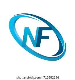 letter NF logotype design for company name colored blue swoosh. vector logo for business and company identity.