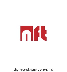 Letter nft logo design with red colour and white background