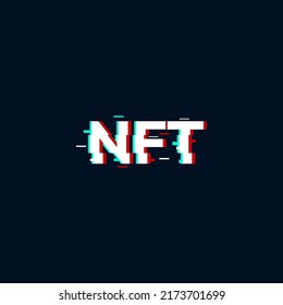 letter nft monogram glitch effect logo stock vector