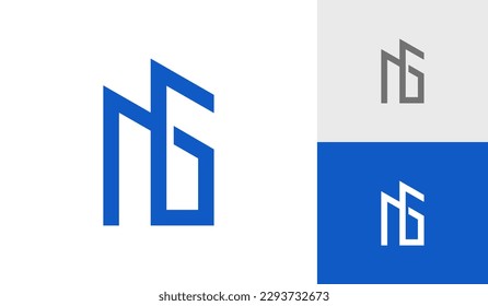 Letter NG initial monogram with building shape logo design vector