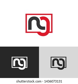 Letter ng linked lowercase logo design template elements. Red letter Isolated on black white grey background. Suitable for business, consulting group company.