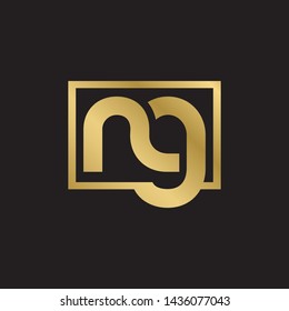Letter ng linked lowercase logo design template elements. Gold letter Isolated on black  background. Suitable for business, consulting group company.