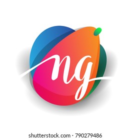 Letter NG logo with colorful splash background, letter combination logo design for creative industry, web, business and company.