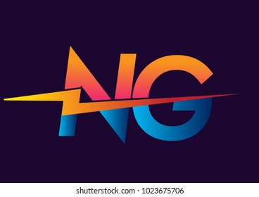 Letter NG logo with Lightning icon, letter combination Power Energy Logo design for Creative Power ideas, web, business and company.