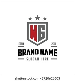 letter NG monogram shield star logo design vector template