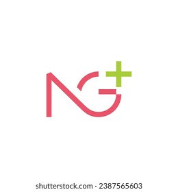 letter ng simple plus symbol logo vector 