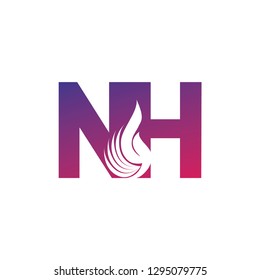 Letter NH design and a combination of fire for logos or icons that are very modern and simple. Vector EPS 10.