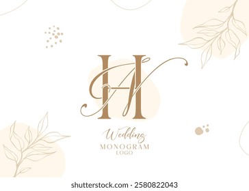Letter NH HN elegant wedding monogram logo design