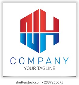 letter NH initial hexagon logo icon premium elegant template vector eps 10