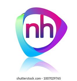 Letter NH logo with colorful splash background, letter combination logo design for creative industry, web, business and company.