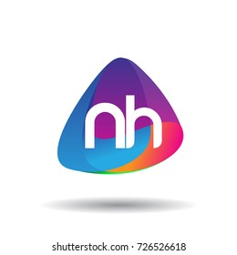 Letter NH logo with colorful splash background, letter combination logo design for creative industry, web, business and company.