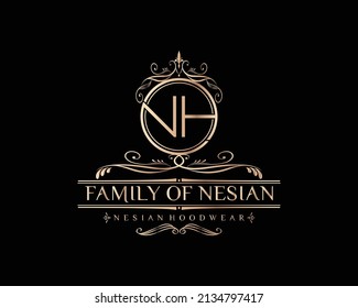 Letter NH luxury Logo template in vector illustration