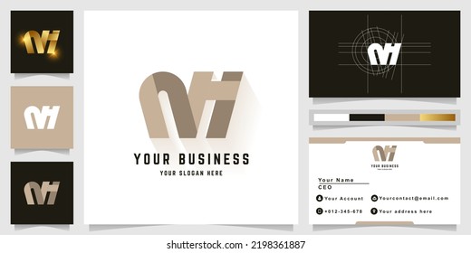 Letter NH or MH monogram logo with business card design